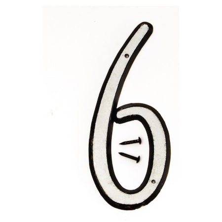 Hy-Ko 4In Reflective Plastic Number 6, 10PK A30606